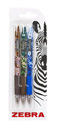 Zebra Camouflage z-grip Ball Point Pens 3pk