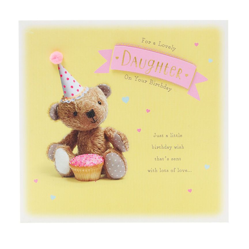 George Home Butterscotch in a Hat with a Cupcake Daughter Birthday Card