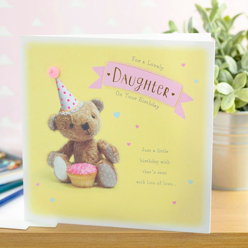 George Home Butterscotch in a Hat with a Cupcake Daughter Birthday Card General Household ASDA   