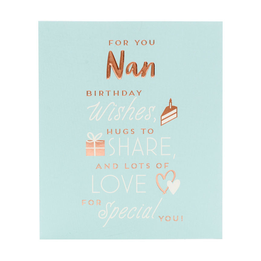 George Home Lettering and Icons - Blue background Nan Birthday Card - McGrocer