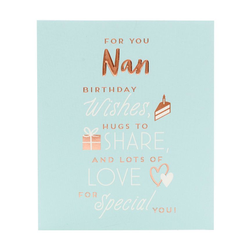 George Home Lettering and Icons - Blue background Nan Birthday Card