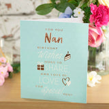 George Home Lettering and Icons - Blue background Nan Birthday Card - McGrocer