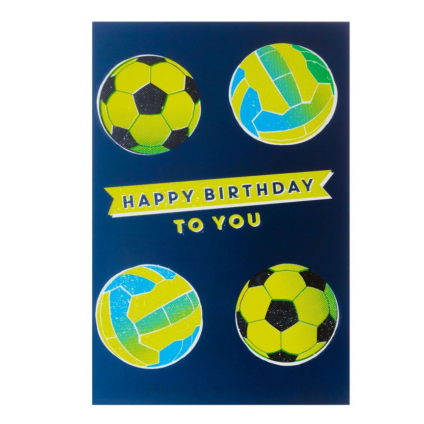 George Home Neon Footballs Birthday Card