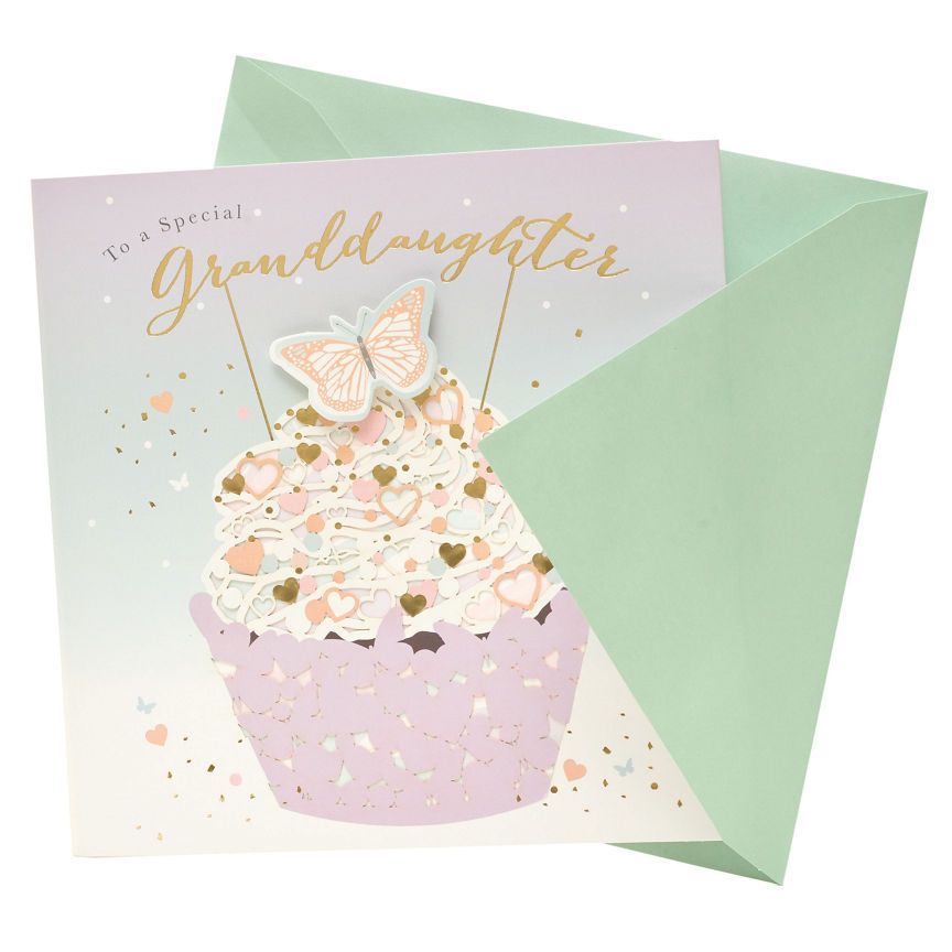 George Home Laser Die Cut Cupcake Granddaughter Birthday Card General Household ASDA   