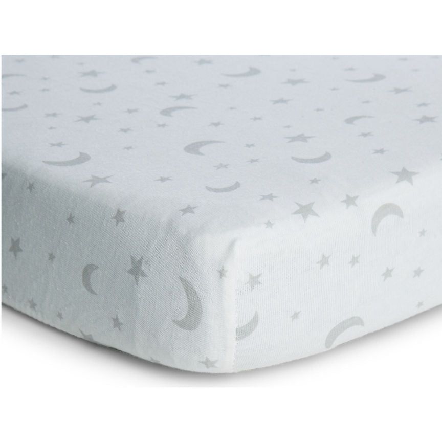 George Home Moon & Stars Moses Basket 2pk Fitted Sheets