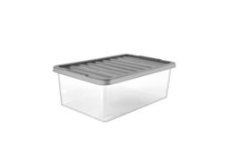 George Home 12L Plastic Storage Box with Silver Lid - McGrocer