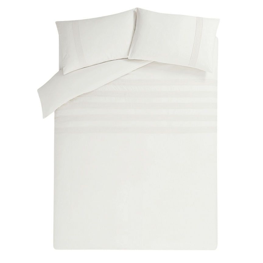 George Home 100% Cotton White Pintuck Double Duvet Set General Household ASDA   