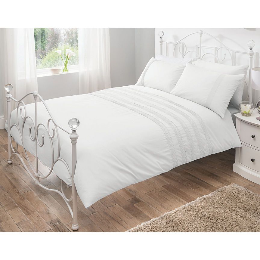 George Home 100% Cotton White Pintuck Double Duvet Set General Household ASDA   