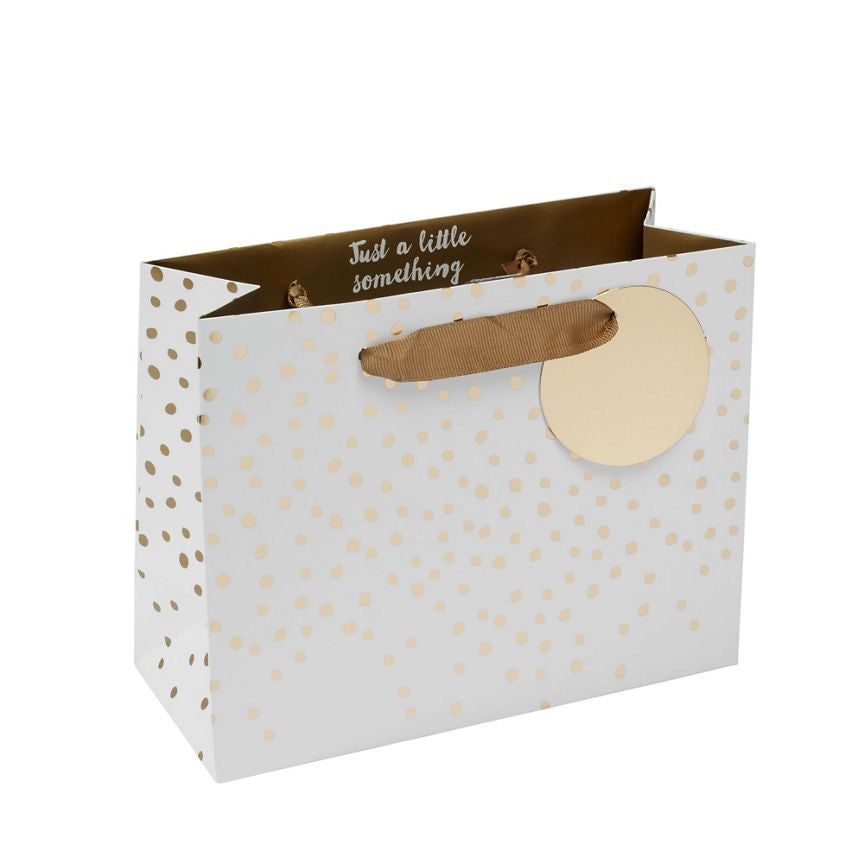 George Home Small Gold-Toned Polka Dot Landscape Gift Bag