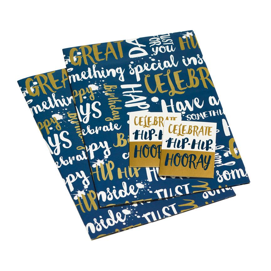 George Home Navy Blue Celebrate Hip Hip Hooray Gift Wrap Set