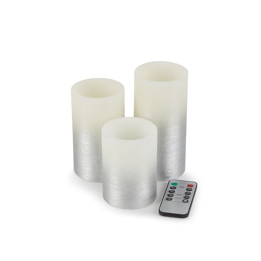 George Home Silver-toned Ombré LED Pillar Candles GOODS ASDA   