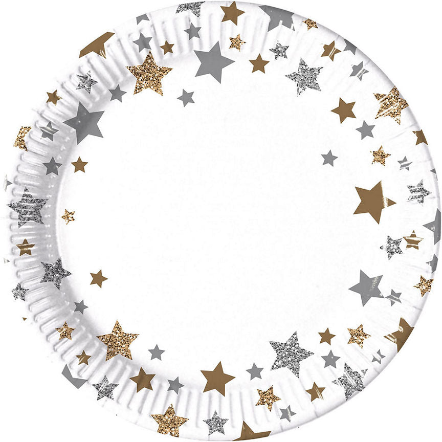 George Home Silver & Gold Star Plates General Household ASDA   