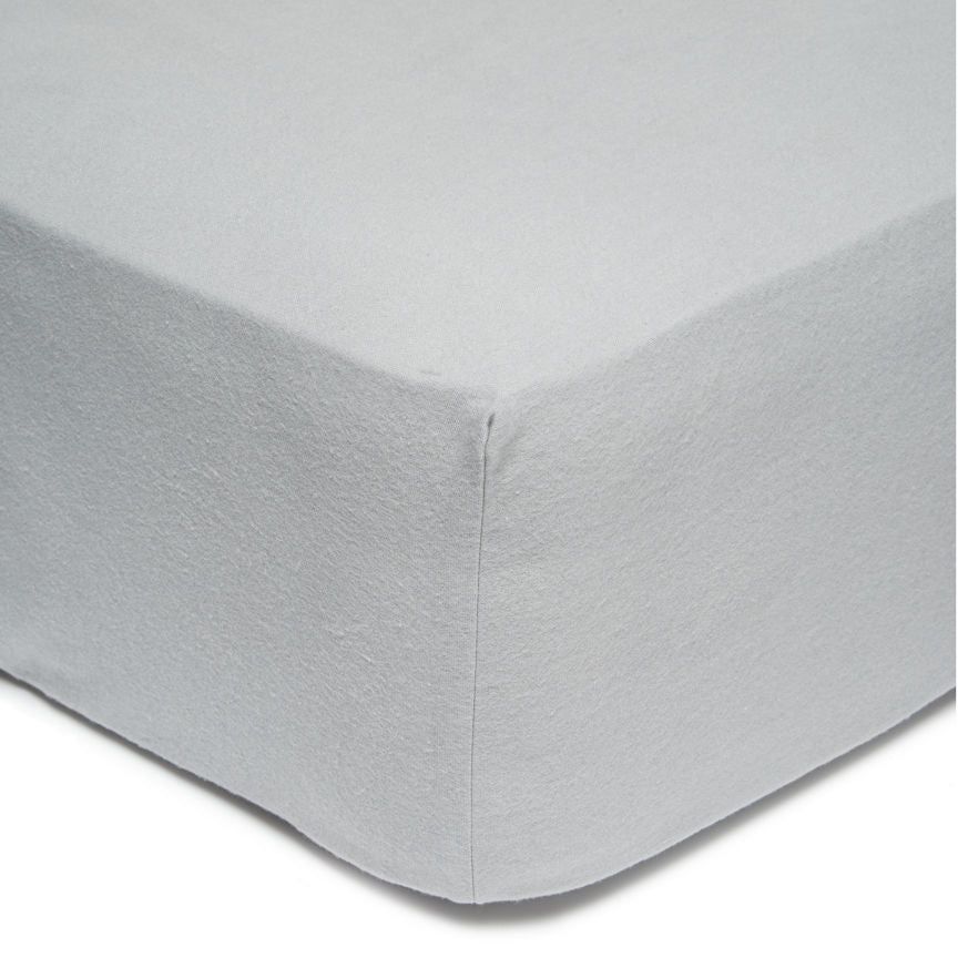 George Home Grey Brushed Cotton Fitted Sheet Double