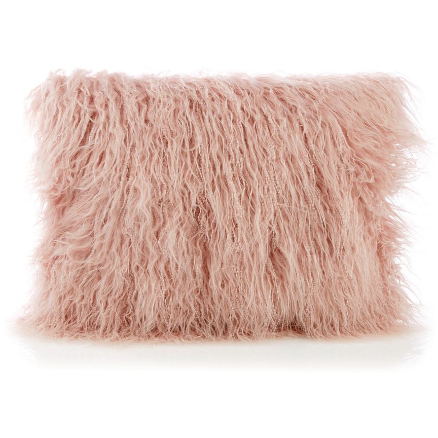 George Home Pink Mongolian Faux Fur Cushion