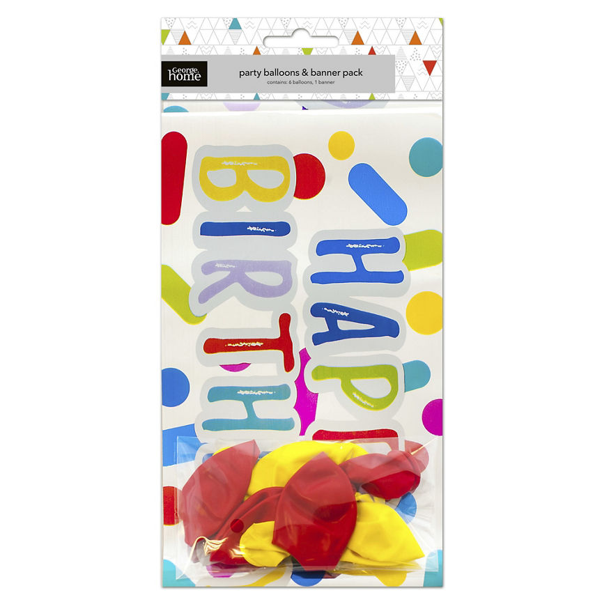 George Home Happy Birthday Banner With Balloons General Household ASDA   