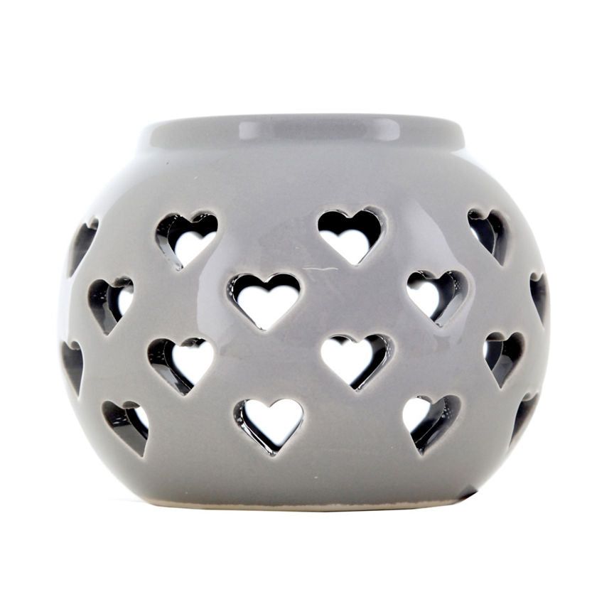 George Home Grey Cut Out Heart Tealight Holder