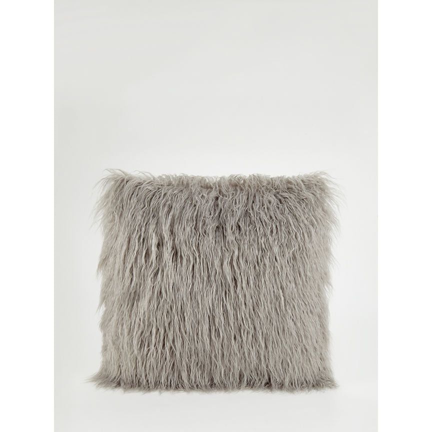 George Home Light Grey Mongolian Faux Fur Cushion