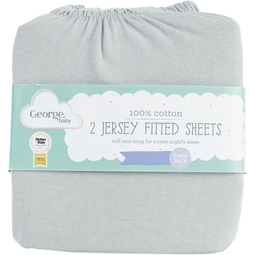 George Home Grey 2pk Fitted Sheets General Household ASDA   