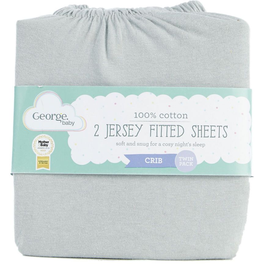 George Home Grey Crib Sheets - 2 Pack