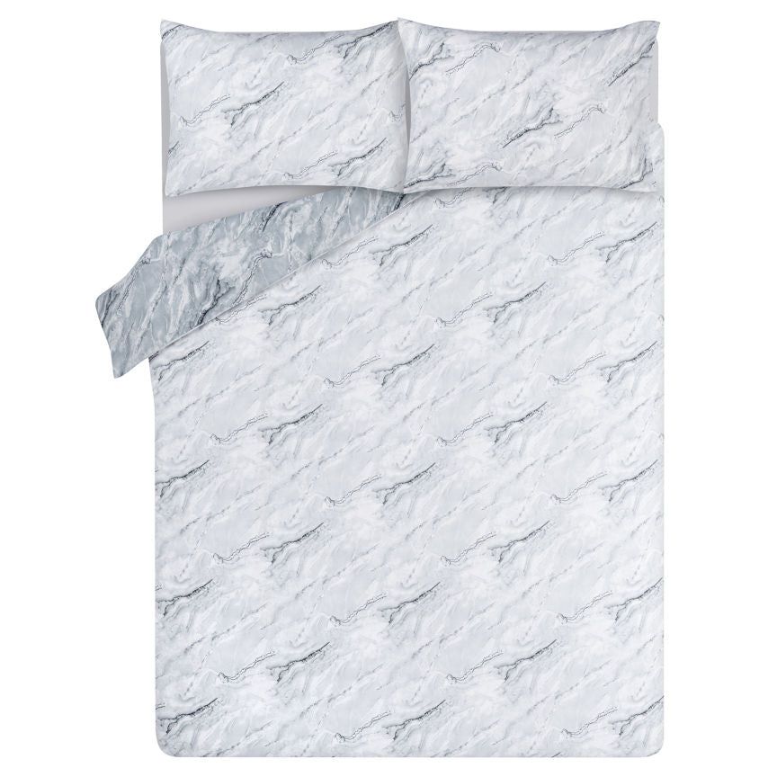 George Home Marble Effect Easy Care Reversible Double Duvet Set