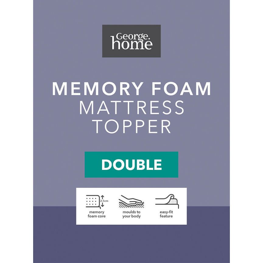 George Home Memory Foam 2.5cm Mattress Topper Double