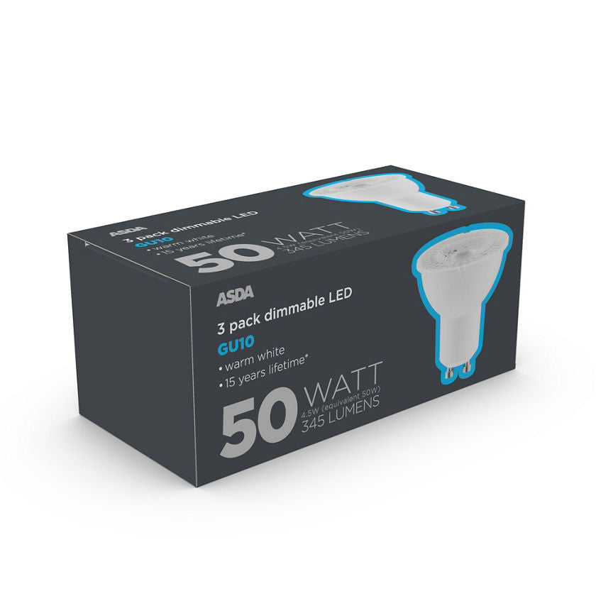 ASDA LED GU10 50W DIMMABLE Lightbulb General Household ASDA   