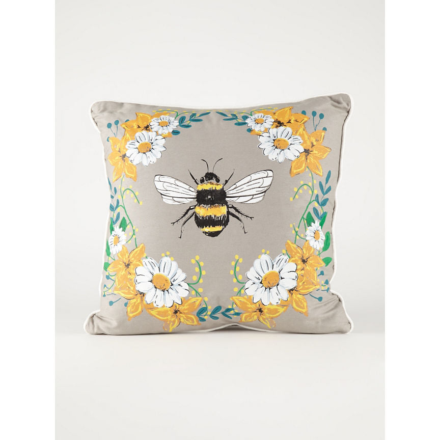 George Home Grey Floral Bumblebee Cushion General Household ASDA   