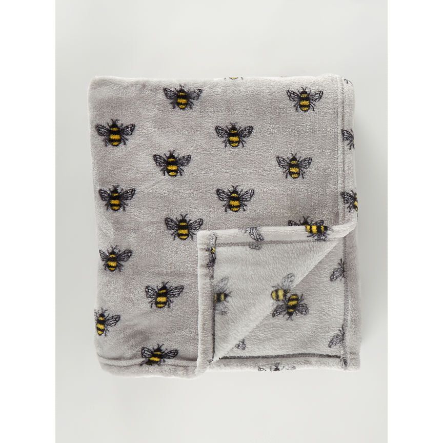 George Home Grey Bumble Bee Super Soft Throw General Household ASDA   