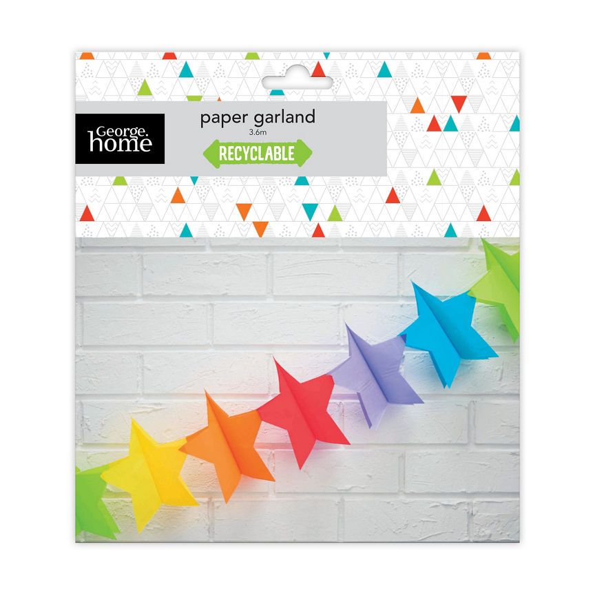 George Home Paper Star Garland General Household ASDA   