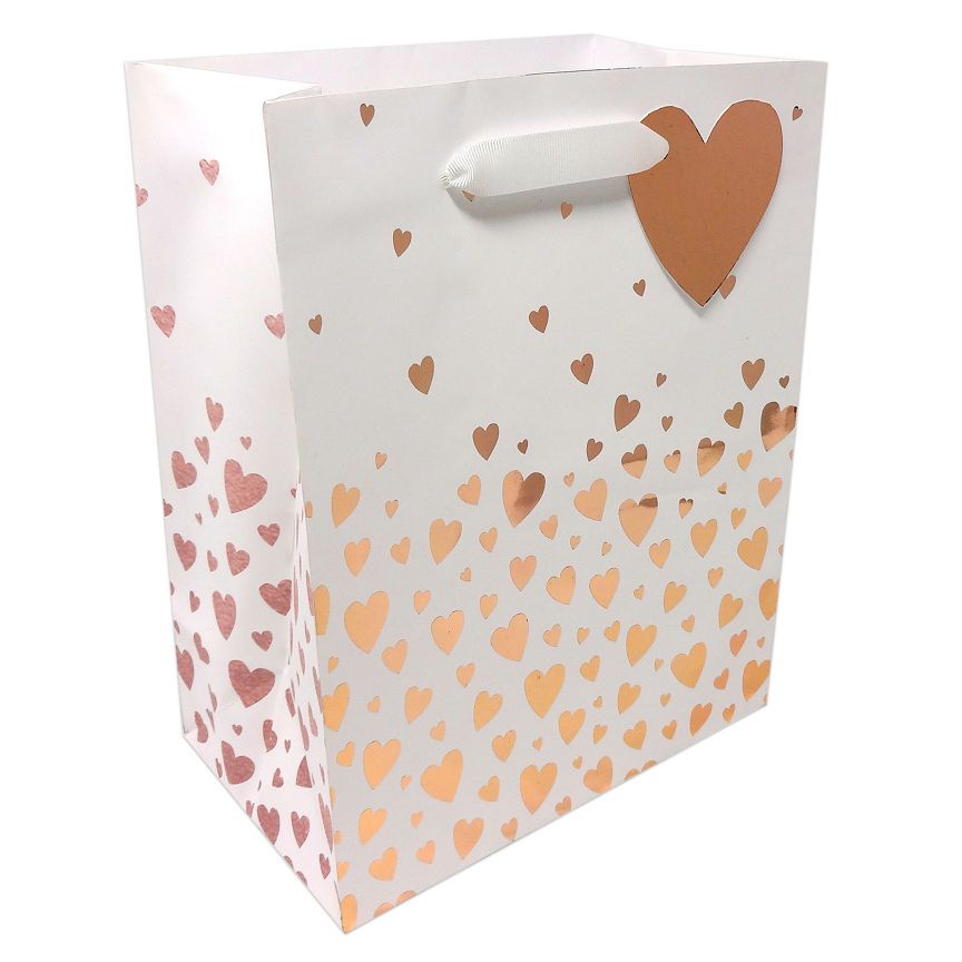 George Home Rose Gold Heart Medium Gift Bag General Household ASDA   