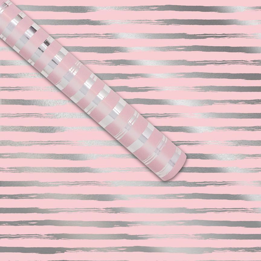 George Home Pink/Silver Stripe Roll Wrap General Household ASDA   