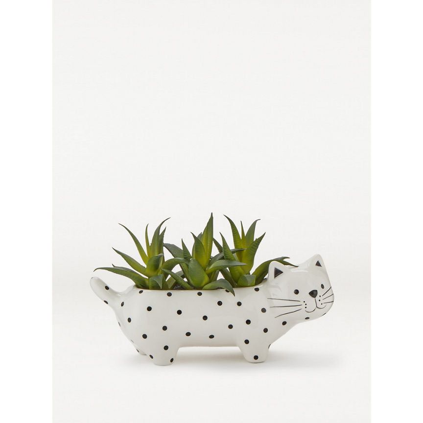 George Home Faux Succulent In Cat Pot 11cm