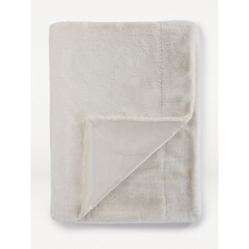 George Home White Plain Faux Fur Throw