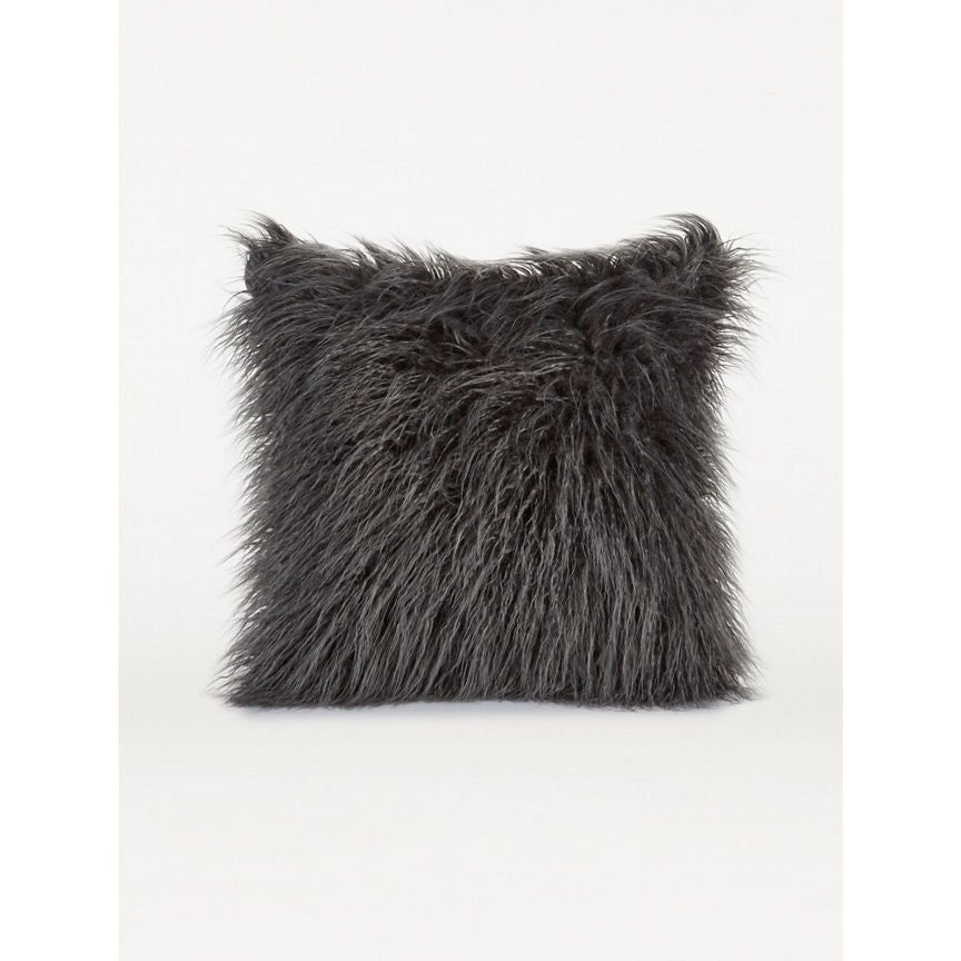 George Home Charcoal Mongolian Faux Fur Cushion