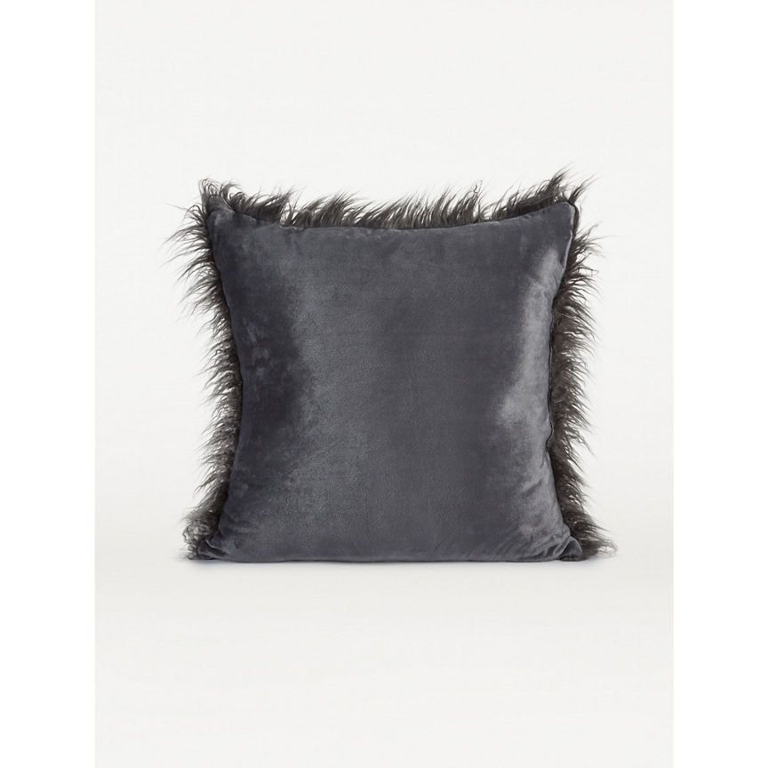 George Home Charcoal Mongolian Faux Fur Cushion General Household ASDA   