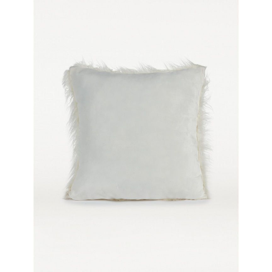 George Home White Mongolian Faux Fur Large Cushion General Household ASDA   