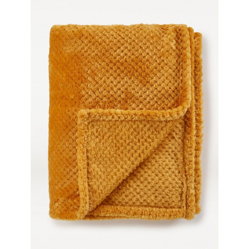 George Home Yellow Super Soft Waffle Knit Throw