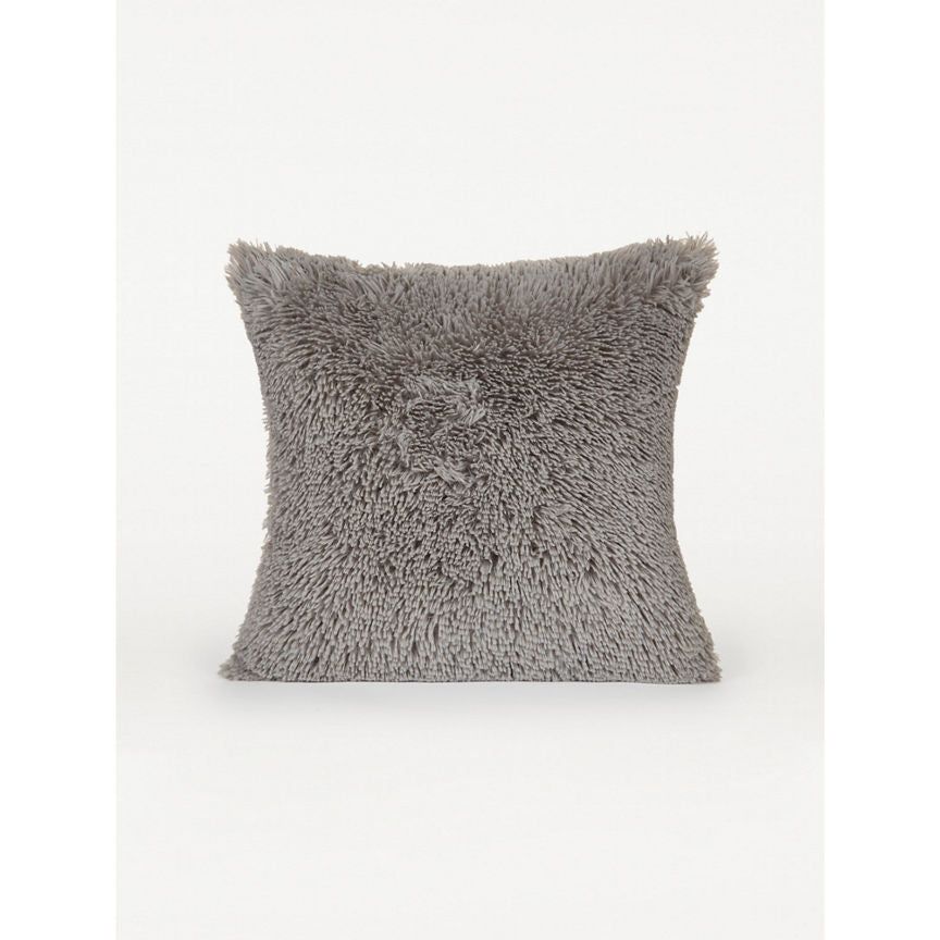 George Home Grey Faux Fur Shaggy Cushion