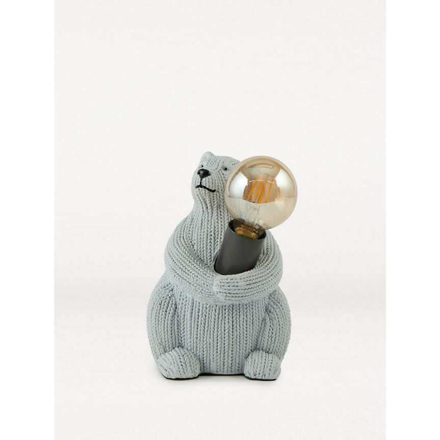 George Home Grey Knitted Bear Table Lamp