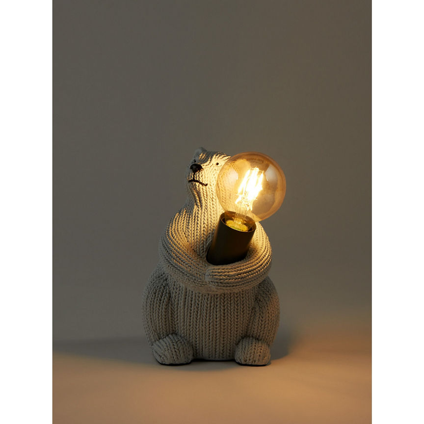 George Home Grey Knitted Bear Table Lamp