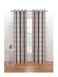 George Home Pink And Grey Woven Check Eyelet Curtains General Household ASDA   