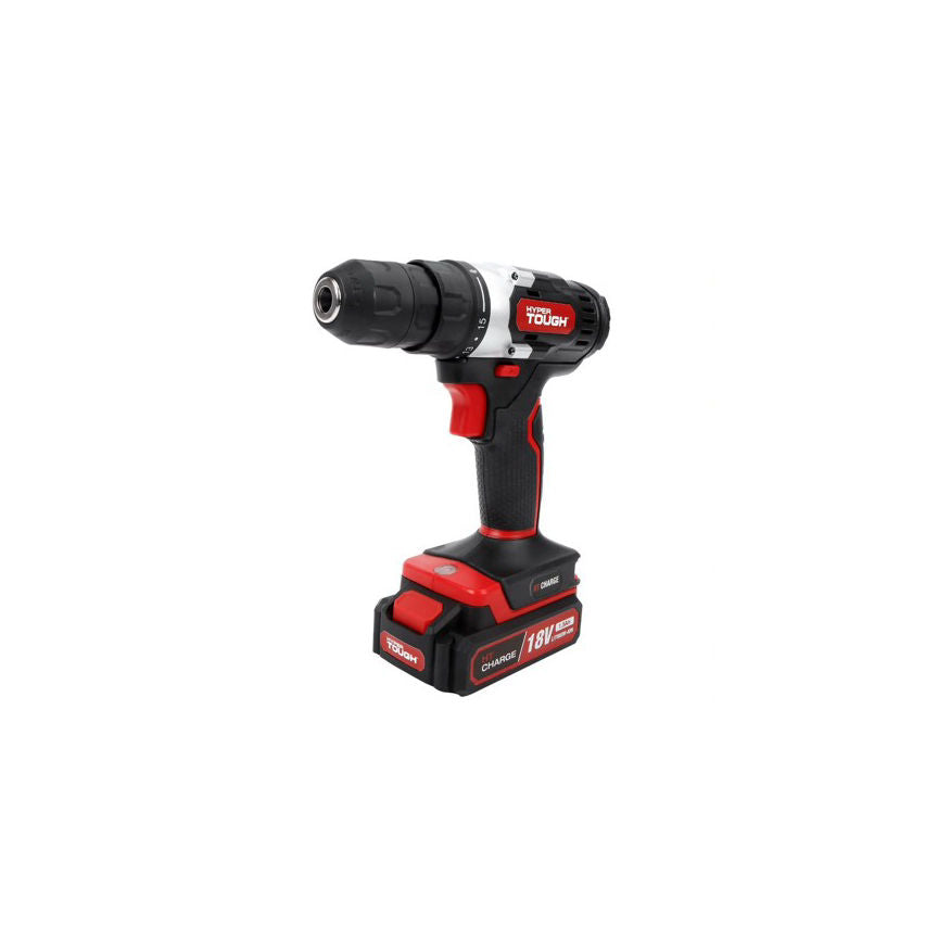 Hyper Tough 18V Lithium-Ion Cordless Drill, Rechargeable