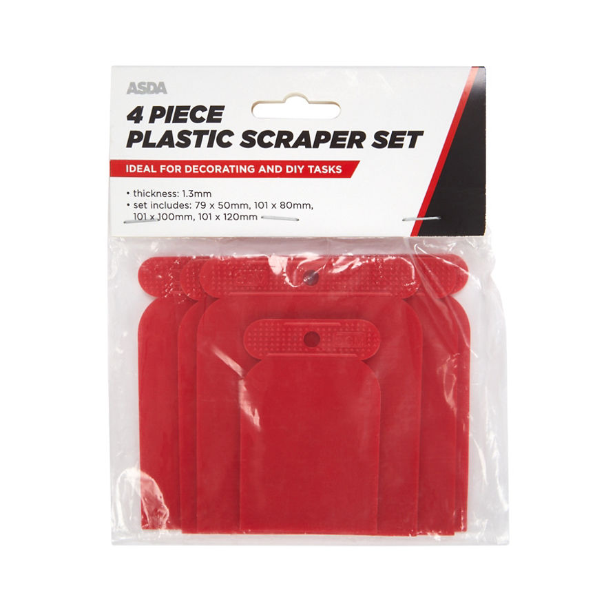 Hyper Tough 4Pc Plastic Scraper Set DIY ASDA   