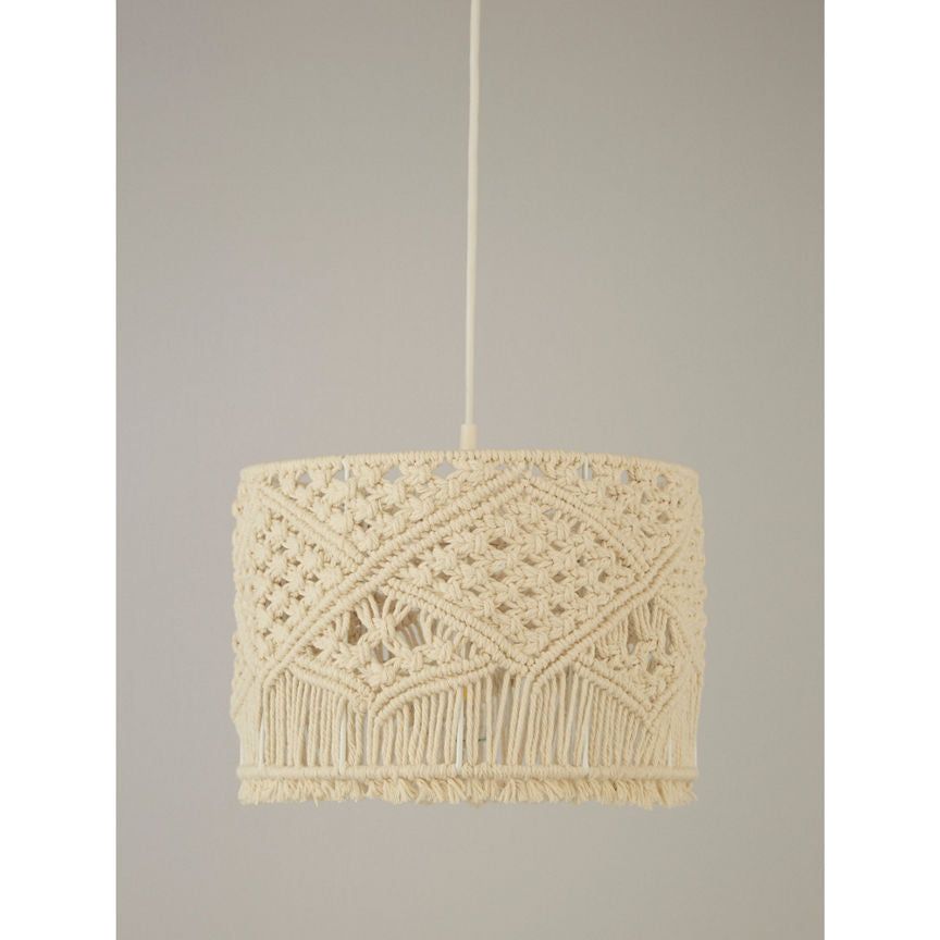 George Home Cream Macrame Drum Shade