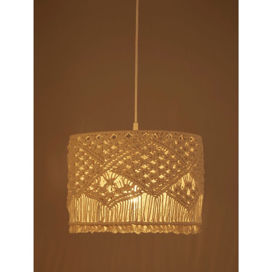 George Home Cream Macrame Drum Shade