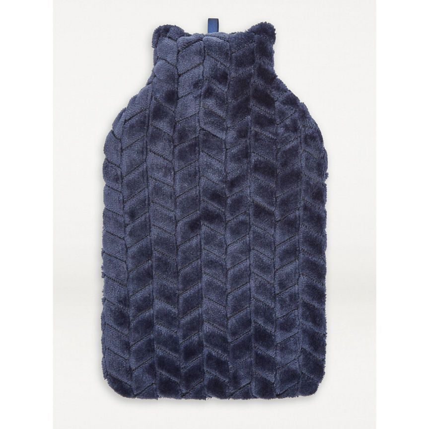 George Home Navy Faux Fur Textured Hot Water Bottle