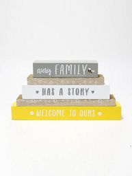 George Home Grey White and Yellow Family Story Block Sign General Household ASDA   