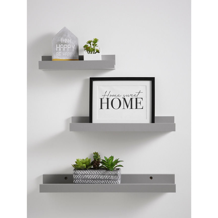 George Home Grey Floating Picture Shelf - Set of 3 General Household ASDA   