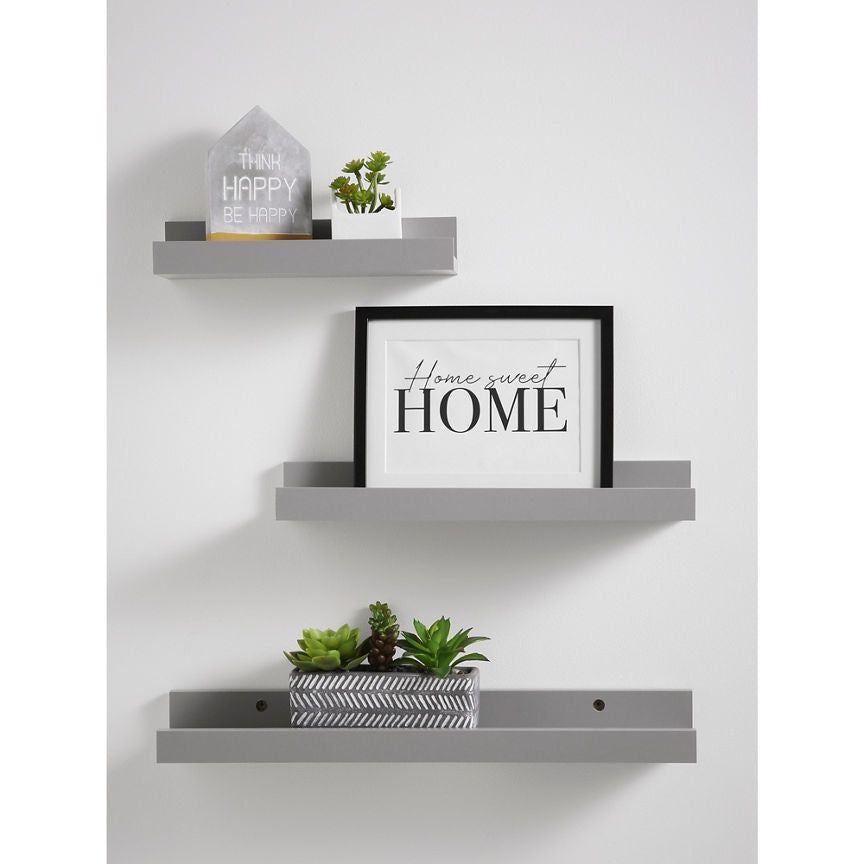 George Home Grey Floating Picture Shelf - Set of 3