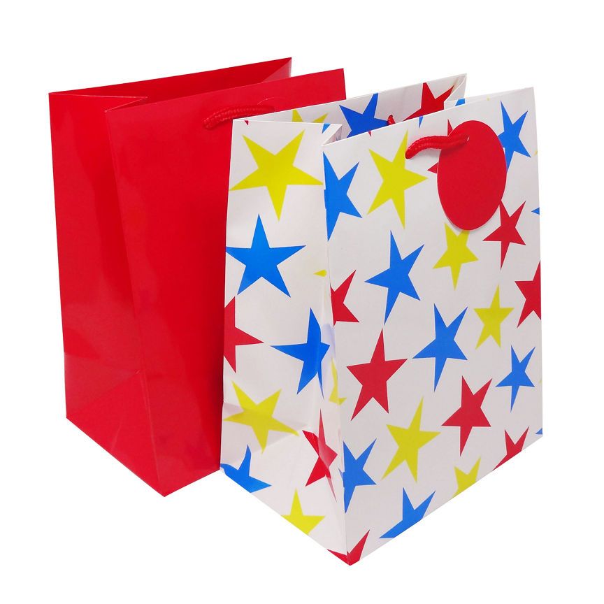 George Home Red and Stars Large Gift Bags 2 Pack General Household ASDA   